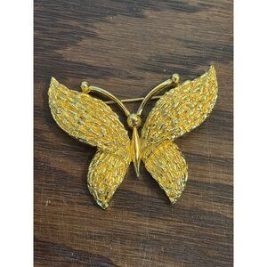 Vintage Trifari Butterfly Gold-Tone Textured Brooch Pin Alfred Philippe artistry